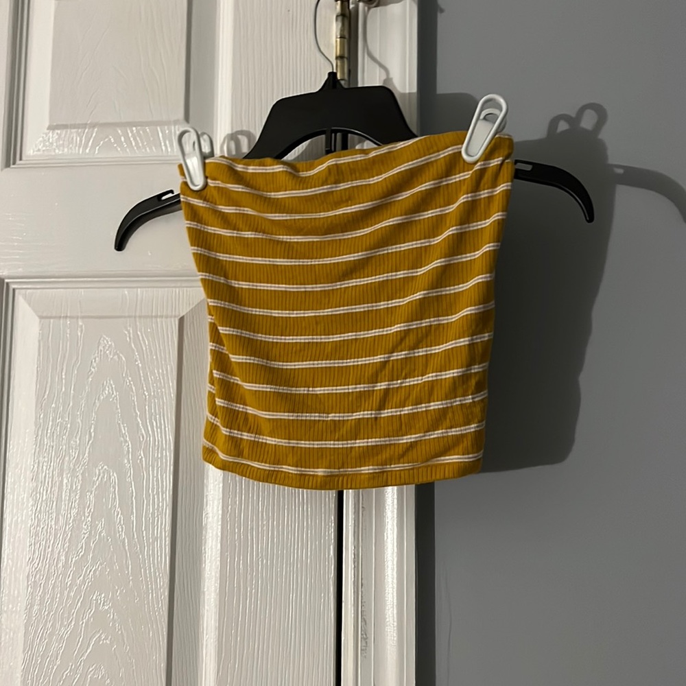 Yellow and white tube top